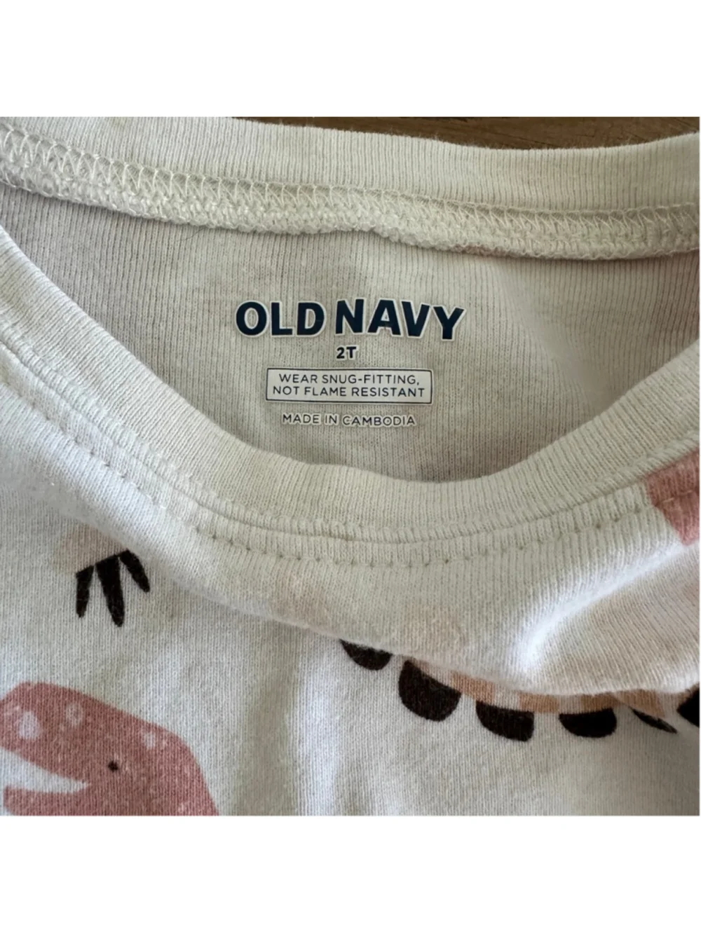 Girls Old Navy Dinosaur Print Pajama Set White Pink Size 2T